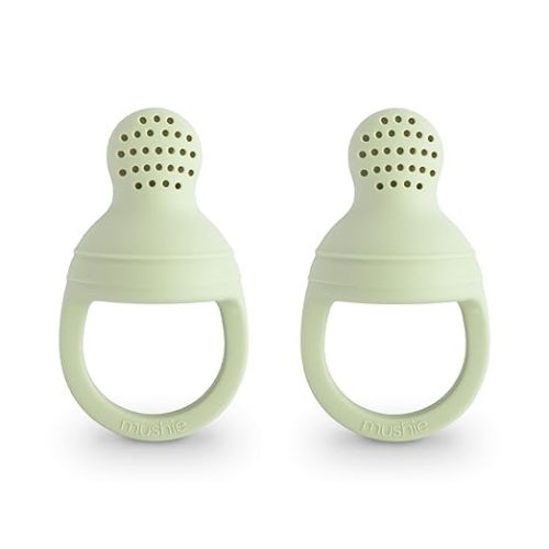 mushie Silicone Baby Fresh Fruit & Food Feeder Pacifier | 6 Months+ (Cambridge Blue)