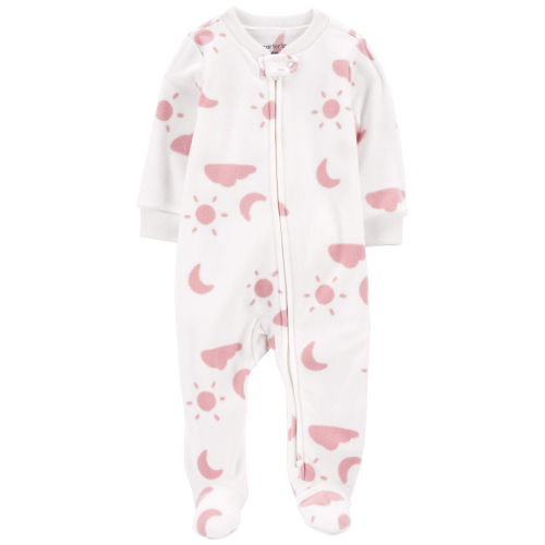 Baby Sky Print Fleece Zip-Up Footie Sleep & Play Pajamas