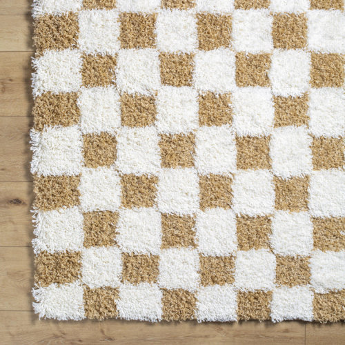 Haefner Checkered Machine Woven Polypropylene Area Rug in Brown