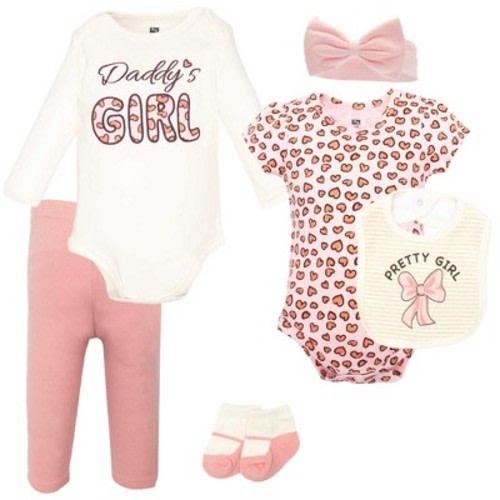 Hudson Baby Infant Girls Cotton Layette Set, Leopard Bow, 0-3 Months