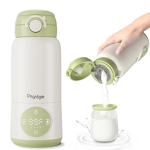 Portable Bottle Warmer for Travel, 15oz Capacity Portable Milk Warmer for Baby, Formula, Breast Milk & Water, On The Go Bottle Warmer with Long Battery Life, Even Heating, Precise Temperature Control