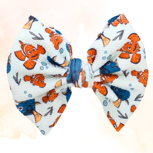 UNDER THE SEA Hair Bow | Fish Inspired Girls Bows, Headwrap, Bow on Clip Nylon, Infant Bows | Sibling Matching | Mommy & Me