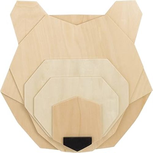 NoJo Little Love Bear Head Layered Natural Wood Nursery Wall Décor