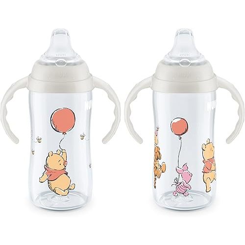 NUK Learner Cup, 10 Oz, Pack of 2, Pooh Bear – Soft Spout, Easy-Grip Handles, BPA Free, Spill Proof Transition Sippy Cup