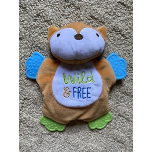 Playtex baby plush baby fox teether lovey Wild & Free orange blue green feet EUC
