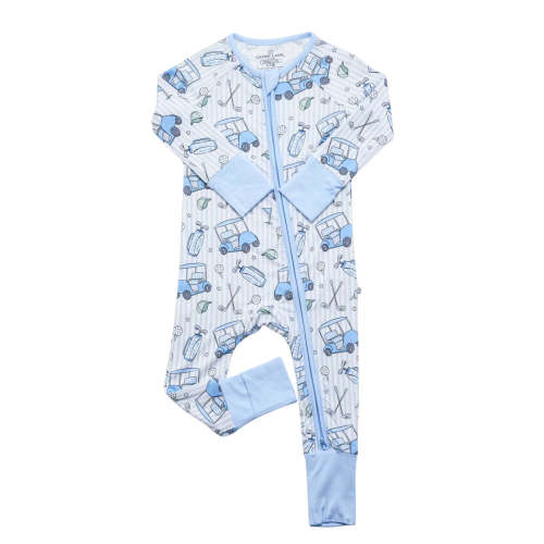 Convertible Zip Romper in Caddie Crew Blue | Caden Lane