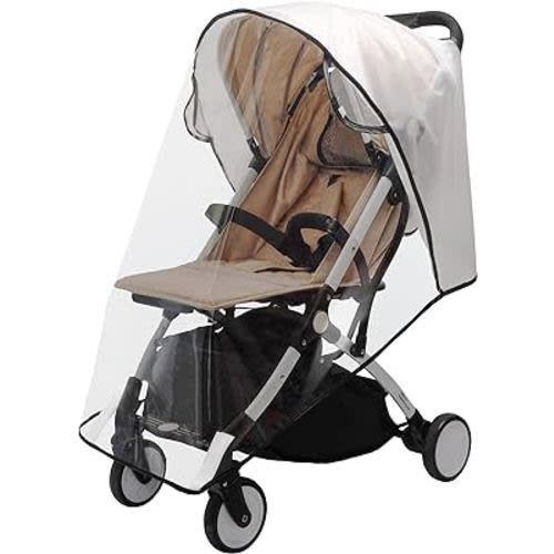 Bemece Baby Stroller Rain Cover, Universal Stroller Accessory - Waterproof Windproof Travel Weather Shield Thick & Durable Protect from Dust and Snow with Breathable Ventilation Mesh Clear Visibility