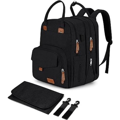 Qualyphant Extra Large Diaper Bag for 2 Kids, 35L Twin Diaper Bag w/Multi Compartments, 23 Pockets (4 Baby Bottle Pockets) - Big Diaper Bag For Twins w/Changing Pad, Easy Access & Clean Design