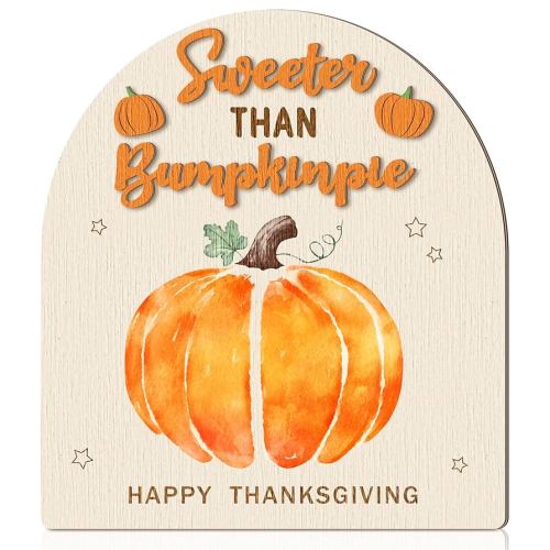 Baby's First DIY Footprint Art Wooden Milestone Card Keepsake Little Boo Sign Nursery Decorative Ornaments for Baby Shower Newborn Photoshoot Prop(Thanksgiving Pumpkin)