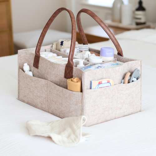 Chic Baby Diaper Caddy Organizer with Smart Pockets - Large Organizer for Baby Boy or Girl - Neutral Baby Shower Gift - 15" x 10" x 7"