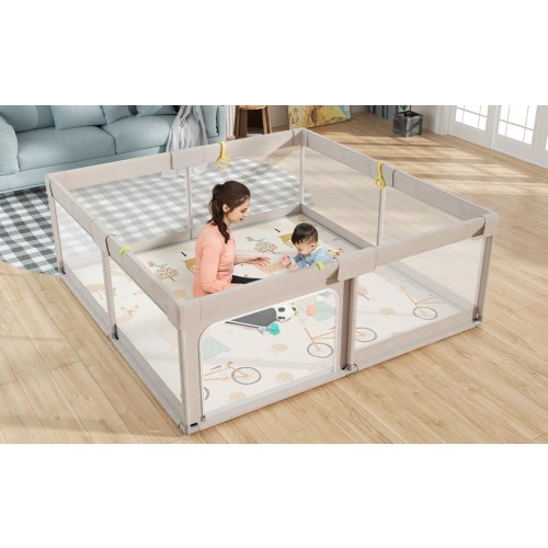 Mloong Baby Playpen with Mat, 59x59 Inches