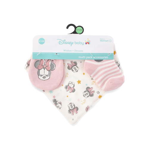 Disney Baby Minnie Mouse Bib, Socks & Mittens Set