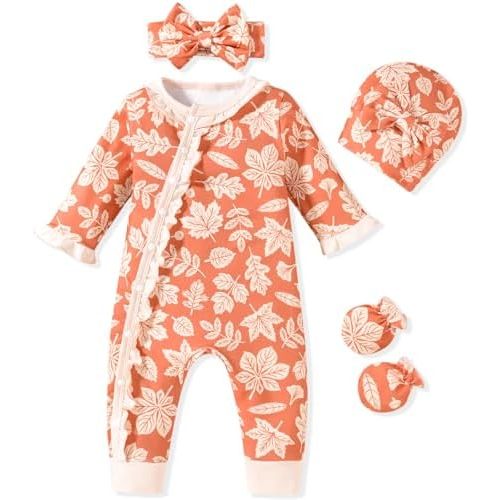 Aalizzwell Baby Girls Romper Outfit Fall Winter Clothes with Accessories