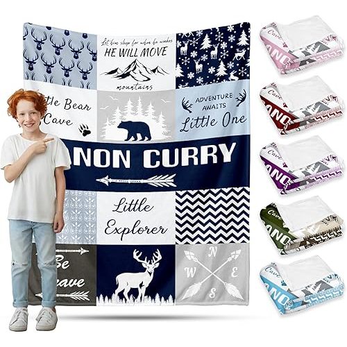 Ship Next Day, Personalized Baby Blanket for Boys Girls - Printed in USA, Custom Baby Blanket with Name Super Soft Plush Flannel, Easter Christmas Brithday Gifts for Baby Shower Kids Toddlers Newborn