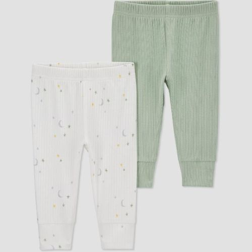 2pk Pants - Sage Green/white 0-3m