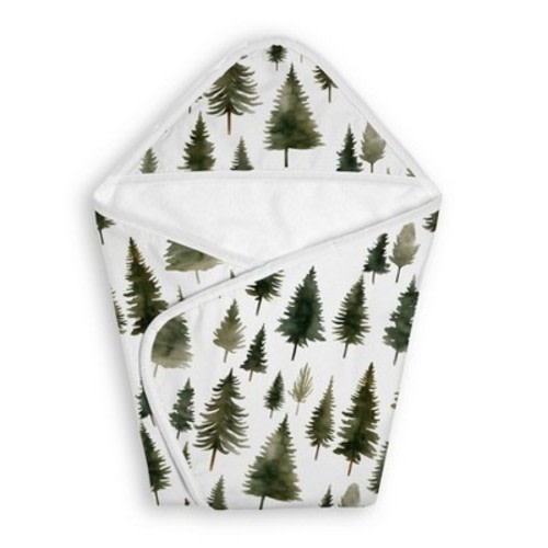 Sweet Jojo Designs Boy, Girl, Unisex/Gender Neutral Hooded Baby Towels Woodland Pine Tree Green and White