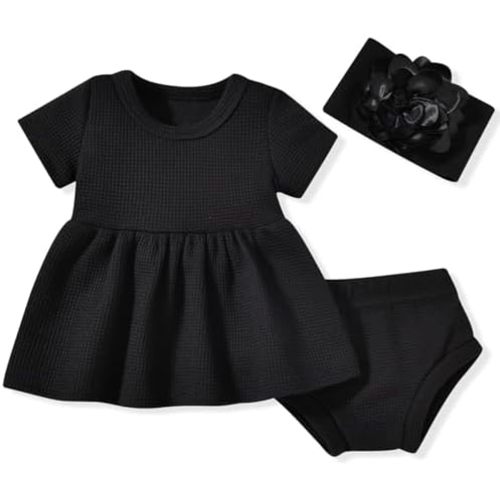Unutiylo Preemie Newborn Baby Girl Clothes 0-18M Knitted Tunic Top Short Set Summer Outfits Premie Girls Clothing Set