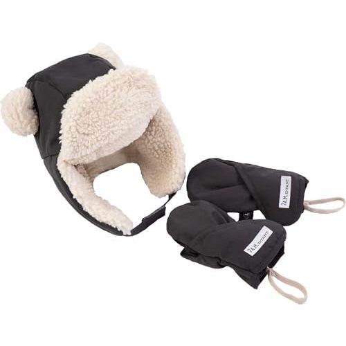 7AM Enfant Cub Set Benji - Soft Plush Sherpa Cub Hat & Mittens Set, Machine Washable | Warm Coziest Hat & Mittens Set