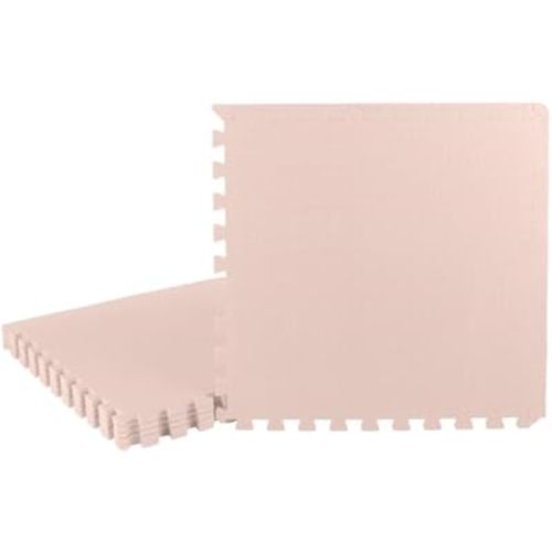 Foam Floor Tiles - 24sqft Soft Nontoxic Baby Play Mat - Interlocking Puzzle Mat for Baby, Kids Playroom, or Home Gym Flooring by Stalwart (Light Pink)