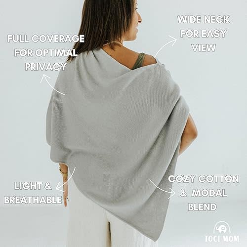 Nursing Cover for Breastfeeding | Full Coverage | Breathable & Soft | Wide Viewing Neck | Stretchable Modal Fabric - Grey