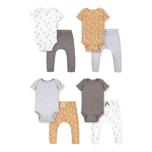 Little Star Organic Baby Boy or Unisex 8Pc Mix & Match Set, Size Newborn-24 Months