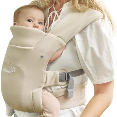 GROWNSY Baby Carrier Newborn to Toddler, Cozy Baby Wraps Carrier, Ergonomic Baby Carrier with Head Support, Cream