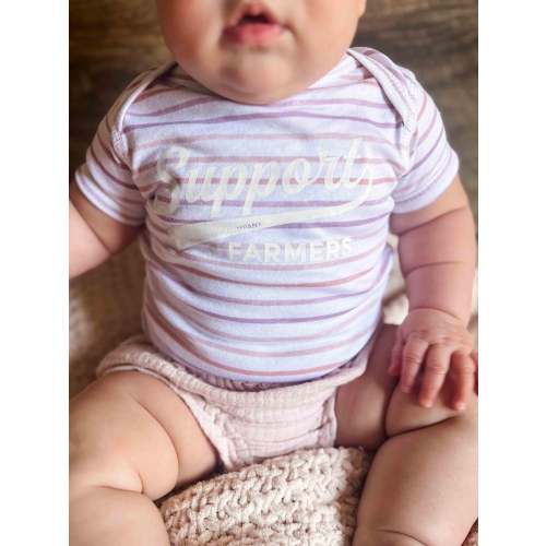 Support Farmers Banner Stripe Onesie - American Farm Company