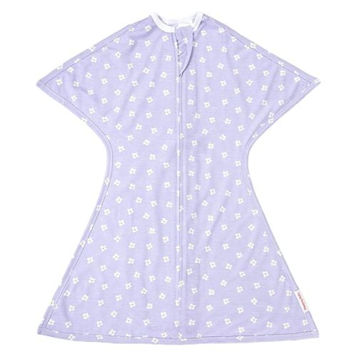 SleepingBaby Zipadee-Zip Transition Swaddle - Cozy Baby Swaddle Blanket with Zipper Convenience - Roomy Wearable Blanket for Easy Diaper Changes - Paperwhite Flowers, Medium (6-12 Month)