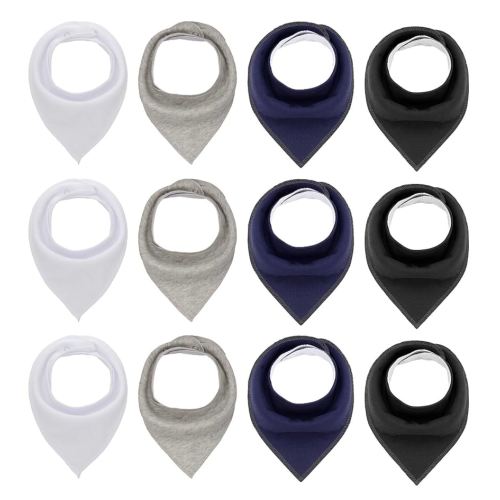 Maiwa Black White Cotton Bandana Snap Drool Bibs for Baby Girls Boys for Drooling eating Teething for 12 Pack