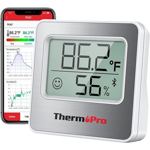 ThermoPro TP357 Digital Hygrometer Indoor Thermometer of 260FT, Bluetooth Thermometer Humidity Meter with Smart App, Room Humidity Gauge with Temperature Humidity Sensor