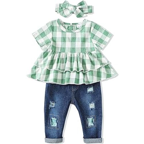 Renotemy Baby Girl Clothes Toddler Girl Clothes Outfits Infant Clothing Floral Pants Set Cute Clothes Set for Girls