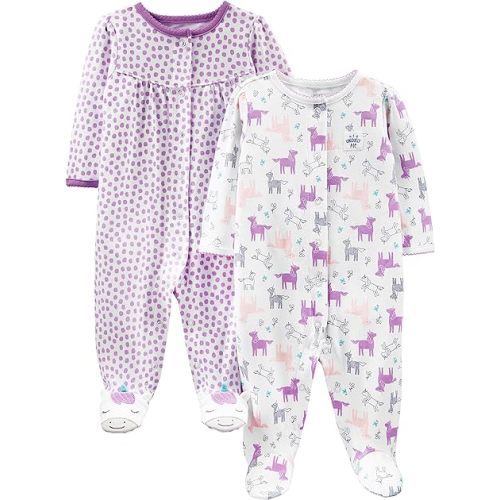 Simple Joys by Carter's Baby Girls' 2-Pack Cotton Snap Footed Sleep and Play