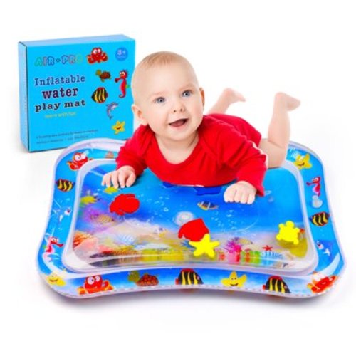 LotFancy Tummy Time Water Mat with Gift Box for Infants Toddlers Baby 3 Months+, 26x20 in
