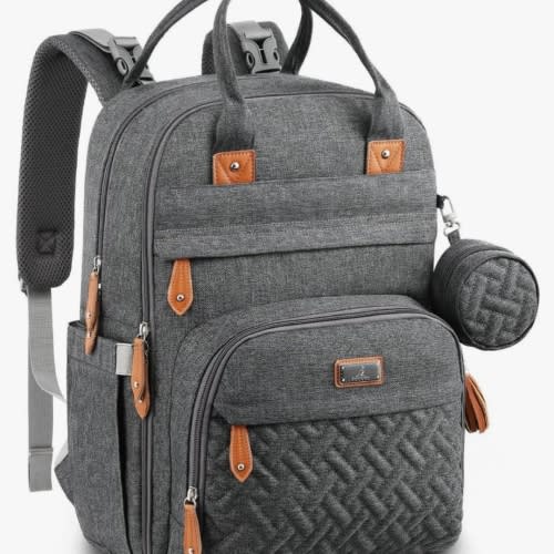 BabbleRoo Diaper Bag Backpack, Baby Essentials Travel Bag with Changing Pad, Stroller Straps & Pacifier Case
