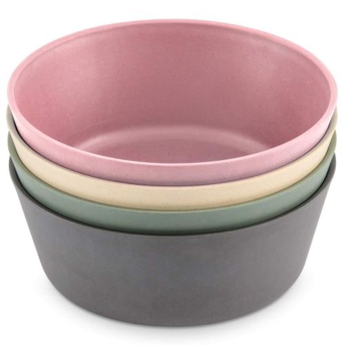 WeeSprout Bamboo Kids Bowls, Set of Four Kid-Sized Dinnerware, Cereal, Leftovers & Snack Bowl