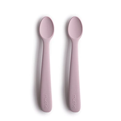 mushie Silicone Baby Feeding Spoons | 2 Pack (Soft Lilac)