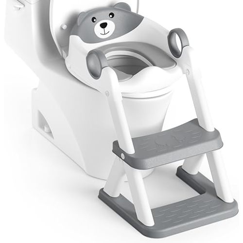 Potty Training Seat, Upgrade Toddler Toilet Seat for Kids Boys Girls, 2 in 1 Potty Training Toilet for Kids, Splash Guard Anti-Slip Pad Step Stool(Upgraded Cushion)