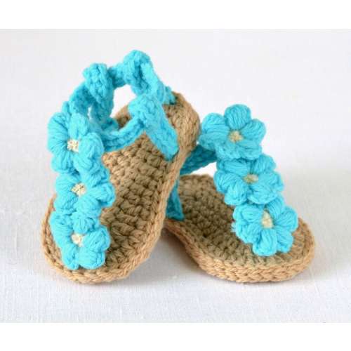 CROCHET Sandals Pattern Easy Crochet Pattern for baby shoes with Little Puff Flowers