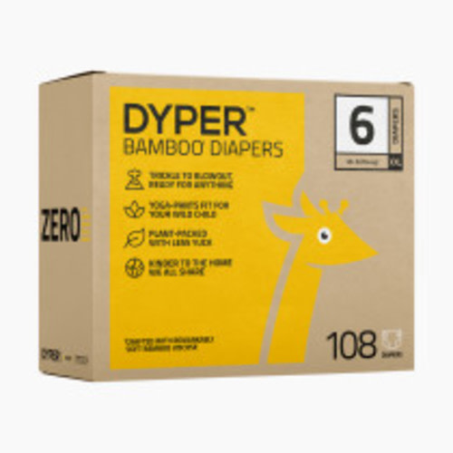 DYPER Bamboo Viscose Baby Diapers, Monthly Supply - Size 6, 108 Count