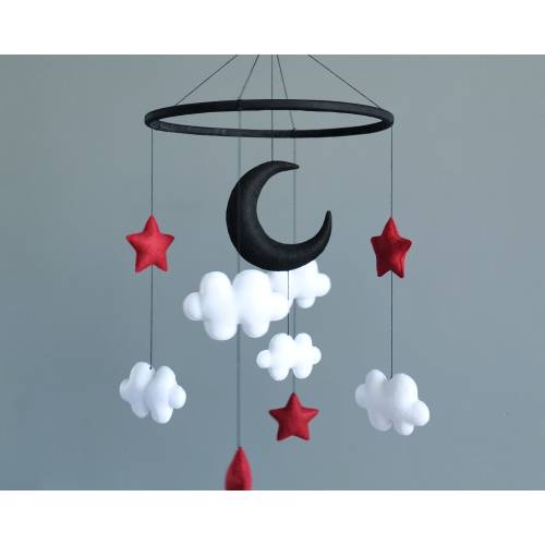 Goth baby mobile Gothic nursery decor Pastel goth Moon and stars nursery Black and white mobile baby Gothic baby nursery Viking nursery crib