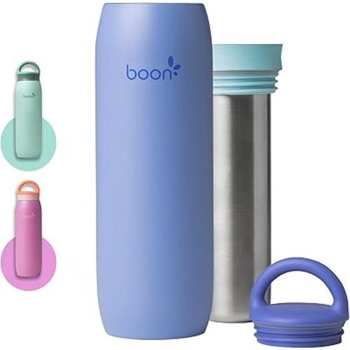 Boon Frosh Portable Breast Milk Chiller - Stainless Steel Breast Milk Cooler - Stainless Steel Portable Milk Storage Container - Blue - Keeps Breast Milk Cold for up to 17 Hours*