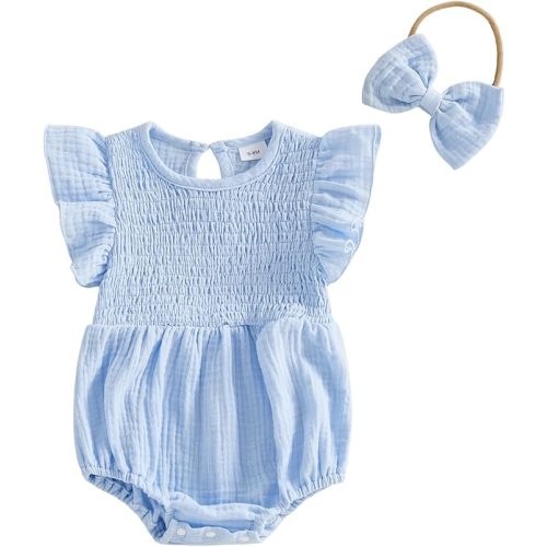 Baby Girl Summer Outfit Newborn Girl Bubble Romper Short Sleeve Jumpsuit Cute Infant Spring Clothing
