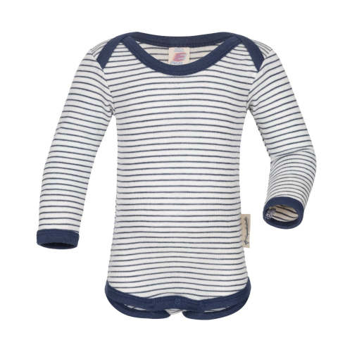 Long sleeve wool/silk thin striped bodysuit