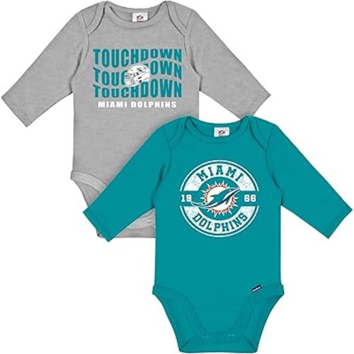 Gerber NFL unisex-baby Nfl 2-pack Long Sleeve Onesie Bodysuit