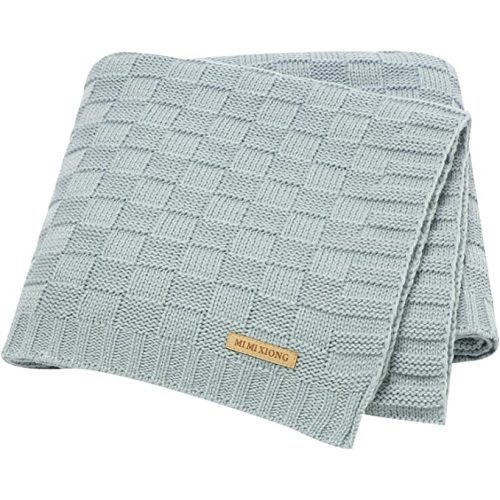 LAWKUL Baby Blankets Knit Cable Babe Blanket Soft Airy Newborn Infant Receiving Swaddling Brown Neutral Crib Stroller 40"x30"