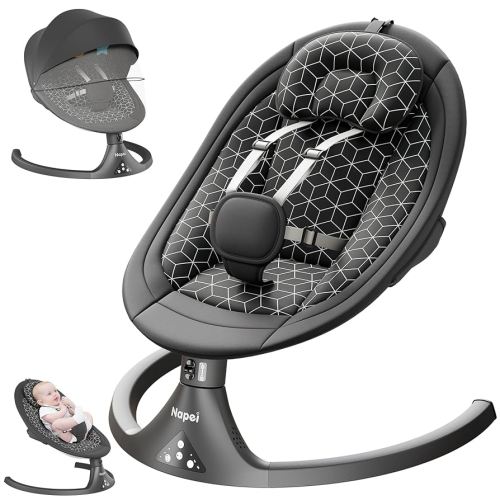 Baby Swings for Infants to Toddler, Electric Baby Swing and Infant Swings for Newborn, 10 Music with Remote Control and Bluetooth, 5 Swing Angles with Gentle Speed, 2 Seat Position, 0-9 Month (Black)