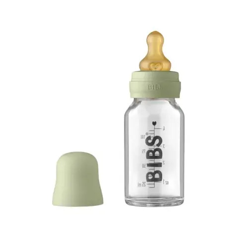 Bibs Glass Bottle 110ML - Sage | Baby Bunting AU