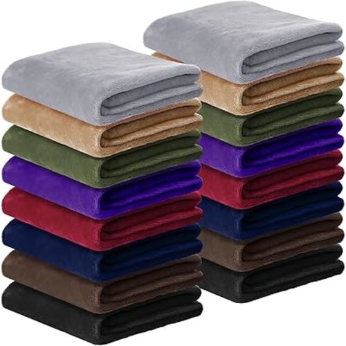 Kinlop 16 Pcs Fuzzy Baby Blankets Bulk, 39 x 27 Inch Soft Kid Blankets, Cozy Lightweight Warm Fleece Throw, for Spring Summer Infant Toddler Girls Boys, Crib Preschool Bedding (Classic Color)