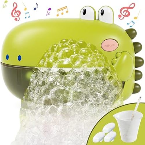 Lehoo Castle Baby Bath Toys, Bath Bubble Machine for Kids, Automatic Bubble Maker Toddler Bathtub Toy with 12 Melodies, Dinosaur Bath Toys for Boys Girls