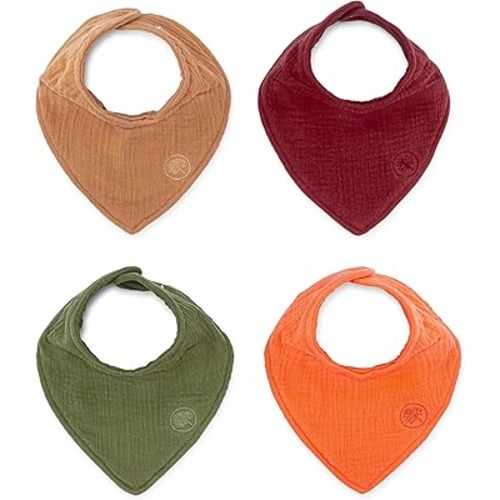 Parker Baby Co. Muslin Bandana Drool Bibs | 100% Soft Muslin Cotton, Absorbent & Adjustable | Stylish Teething & Drooling Bibs, 4 Pack - Estes Set